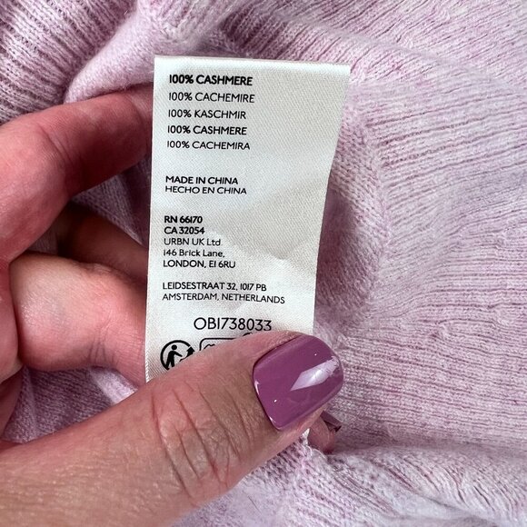 Free People Light Pink Shrug Sweater 100% Cashmere Size L - Picture 7 of 10